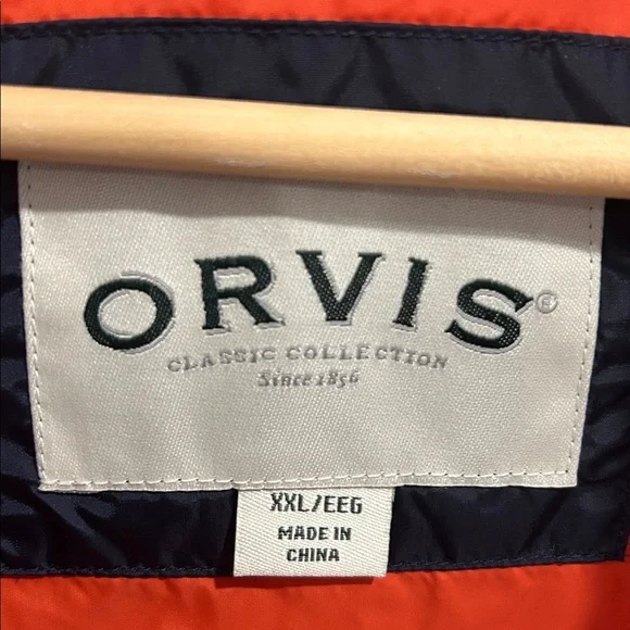 Orvis Classic Collection Essex Duck Down Filled Puffer Vest in Navy/Orange - XXL - Picture 9 of 10